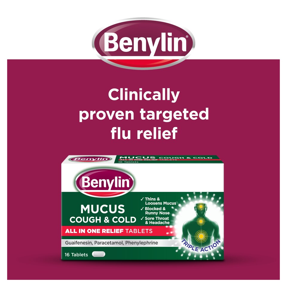 image 1 of Benylin Mucus Cough & Cold All In One Relief Tablets - 16s