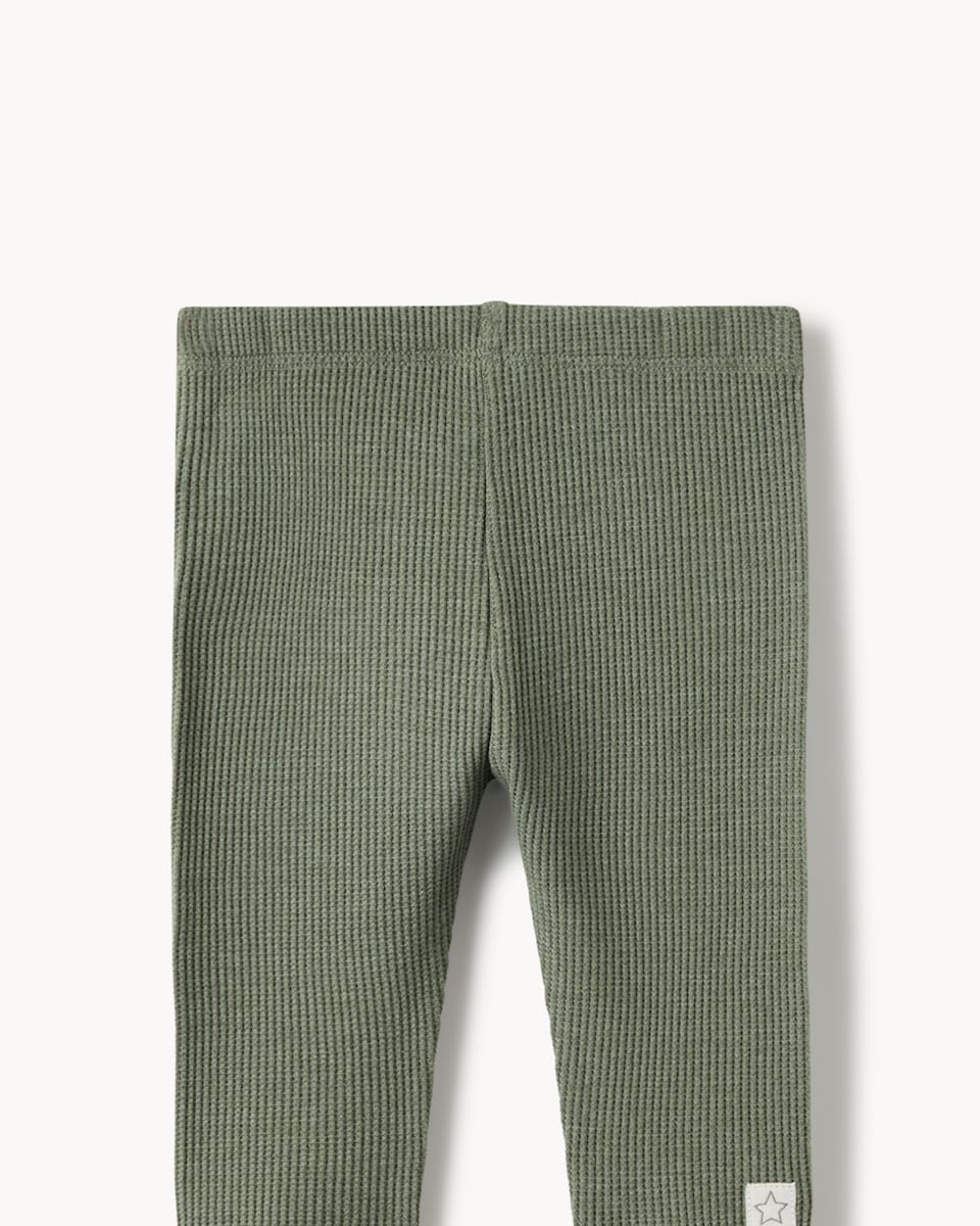 image 1 of F&F Baby 3-Pack Cotton Rich Ribbed Leggings in Green