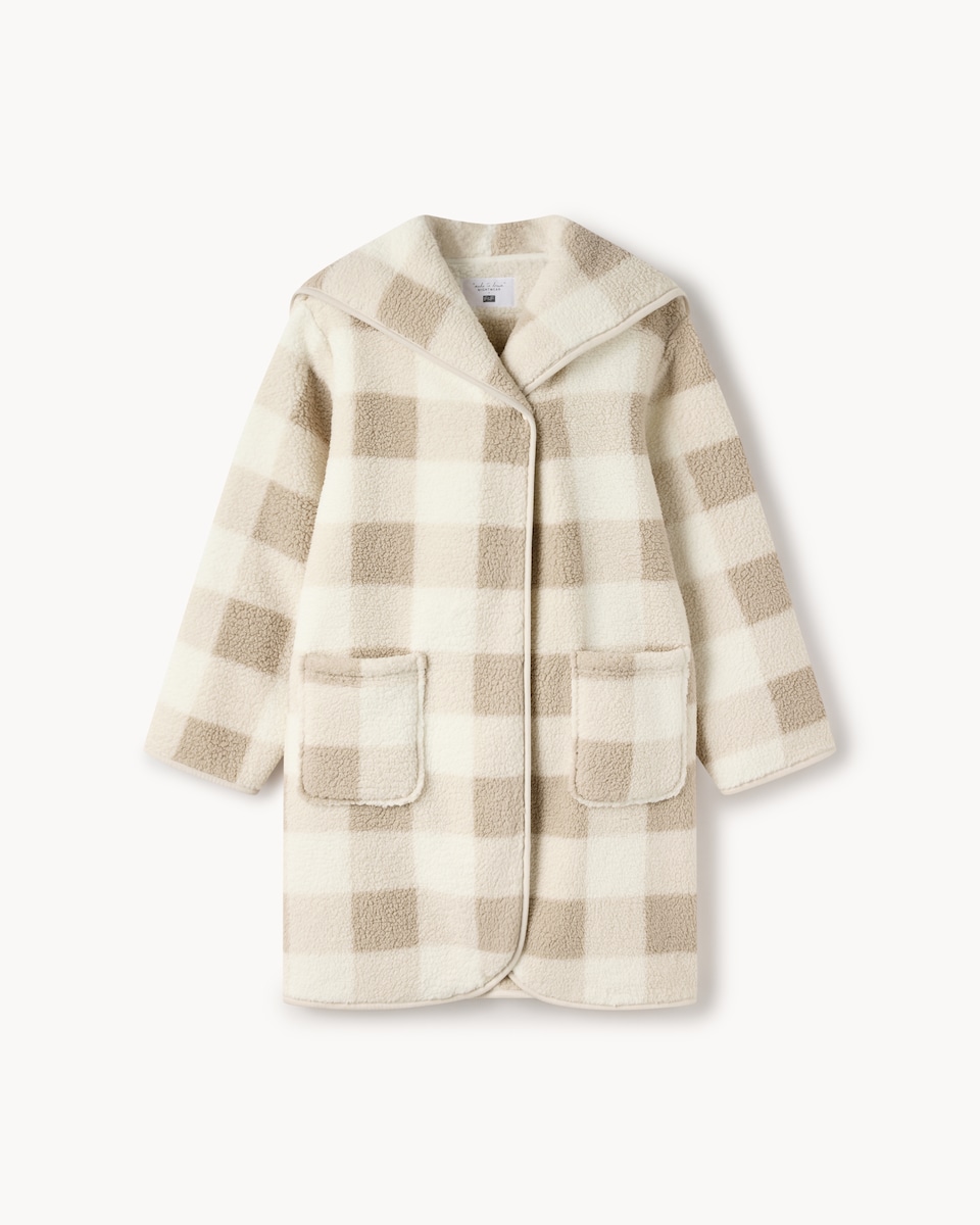F&F Fleece Checked Hooded Cardigan in Multi