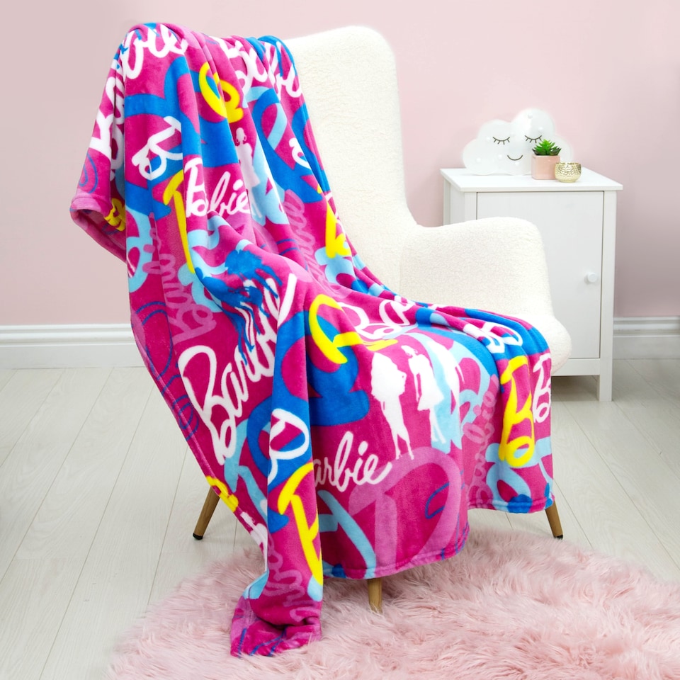 image 1 of Barbie Figures Fleece Blanket