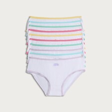 F&F Girls 10-Pack Pure Cotton Contrast Trim Briefs in Multi
