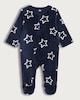 image 1 of F&F Baby Fleece Star Print Sleepsuit in Navy
