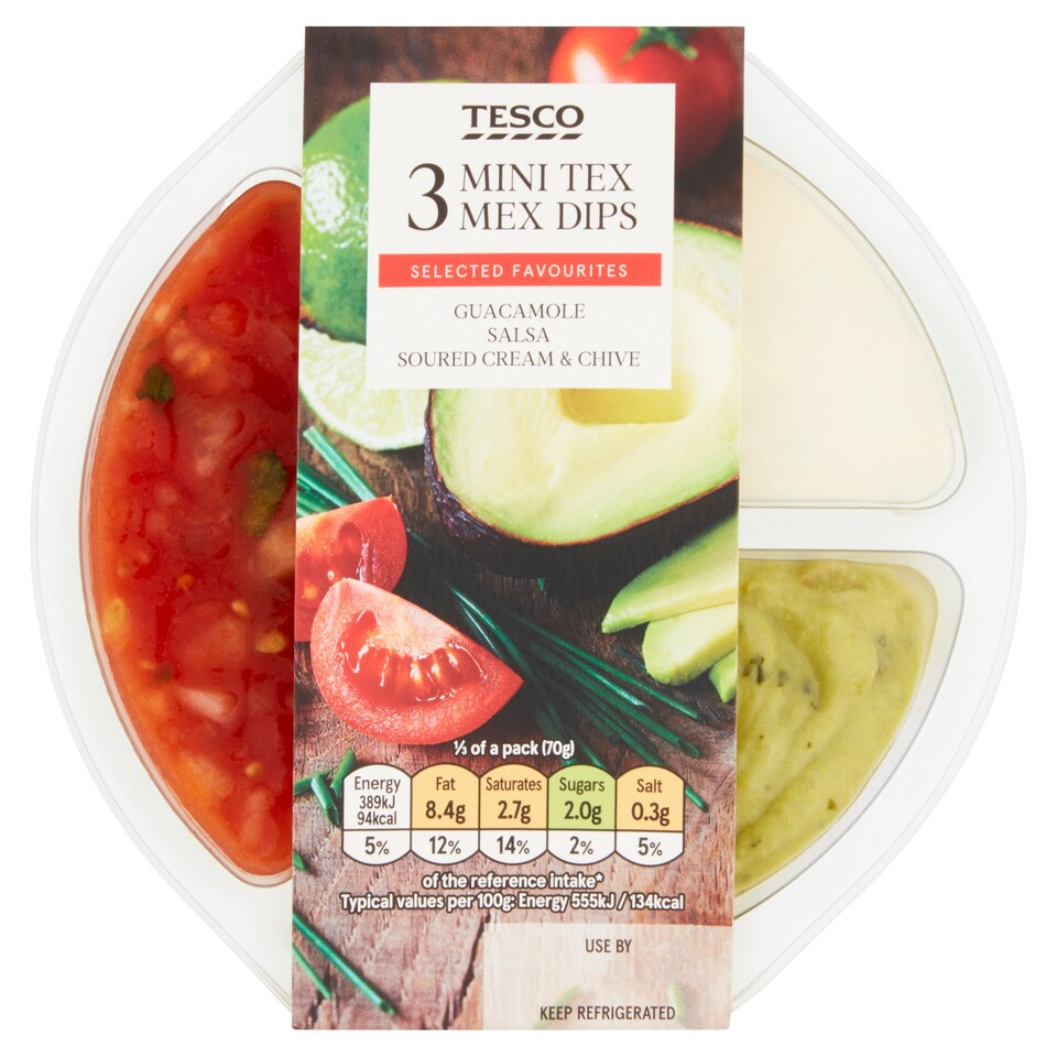 Tesco 3 Mini Tex Mex Dips 210G
