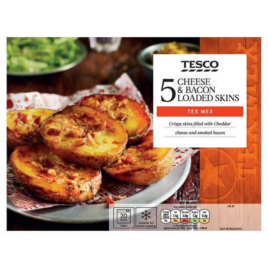 Tesco Tex Mex Cheese And Bacon Potato Skins 306G