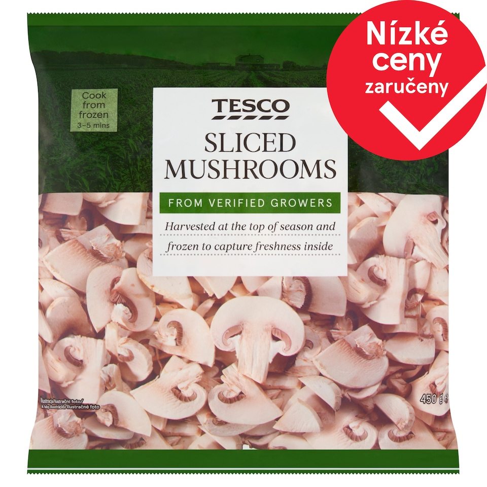 Tesco Žampiony krájené 450g