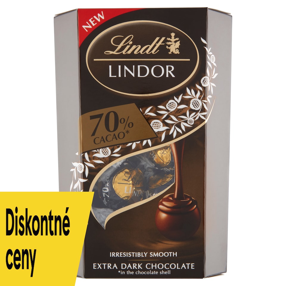 Lindt Lindor Extra horká čokoláda s jemnou tekutou náplňou 200 g
