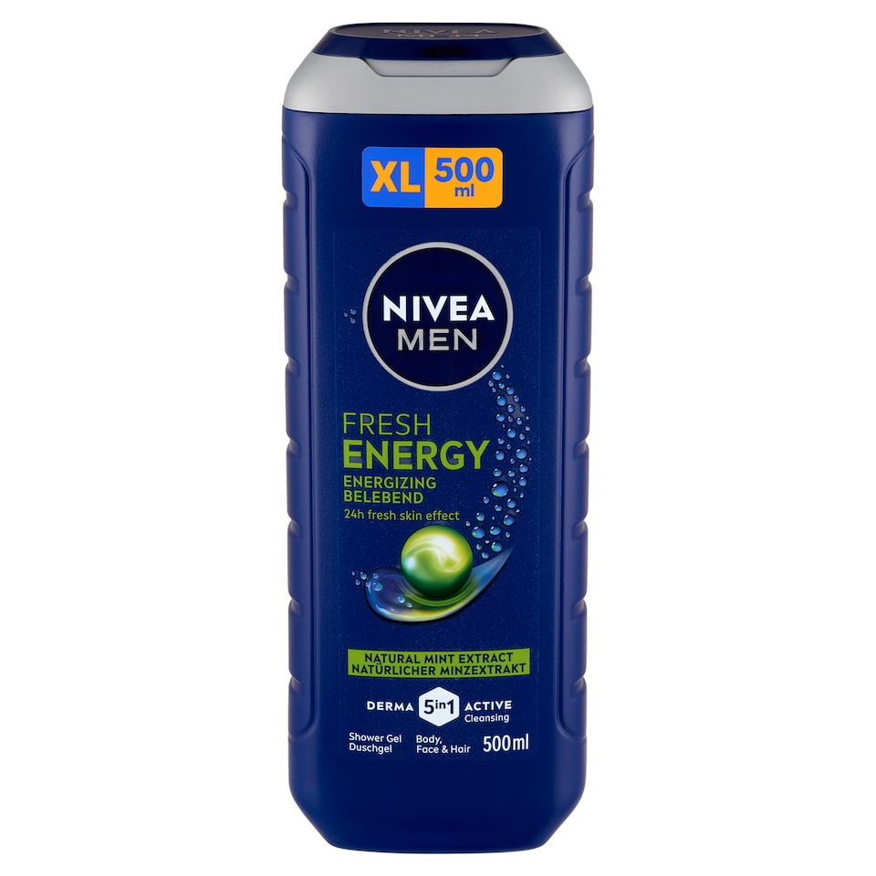 image 1 of NIVEA MEN Fresh Energy Shower Gel for Body, Face, Hair 500 ml