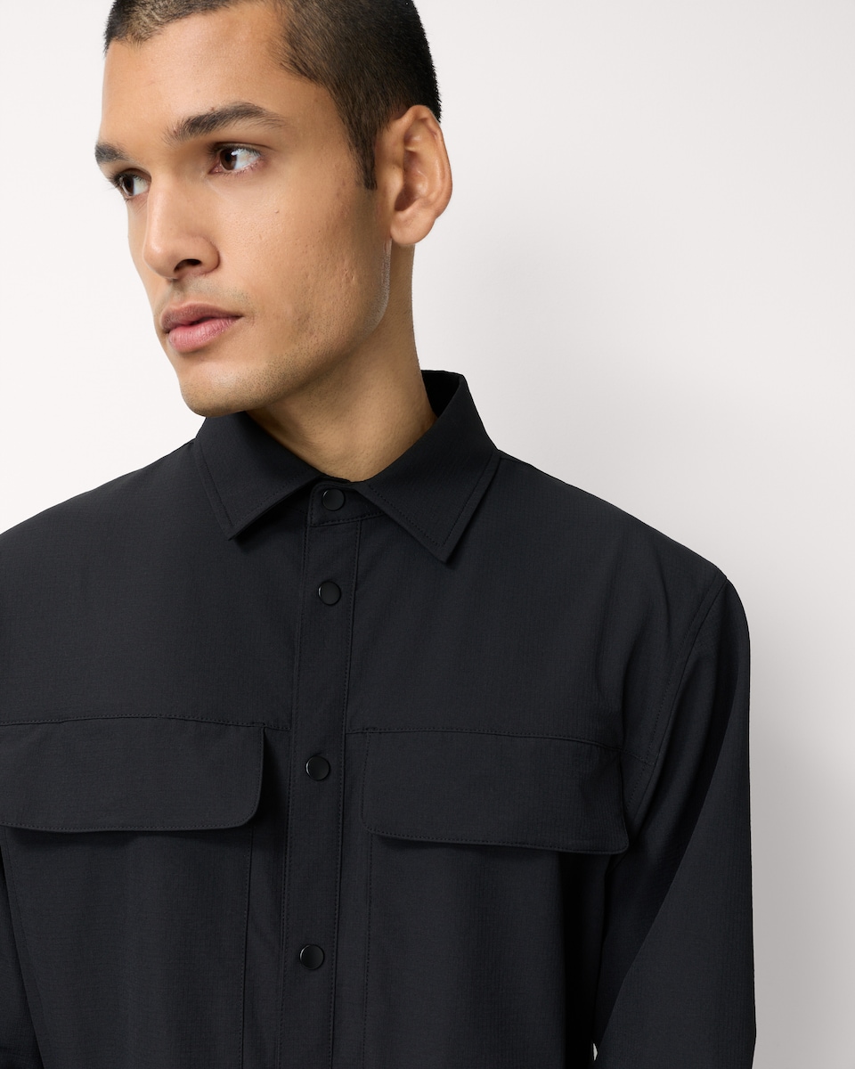 image 1 of The F&F Edit Collared Shower Resistant Overshirt in Black