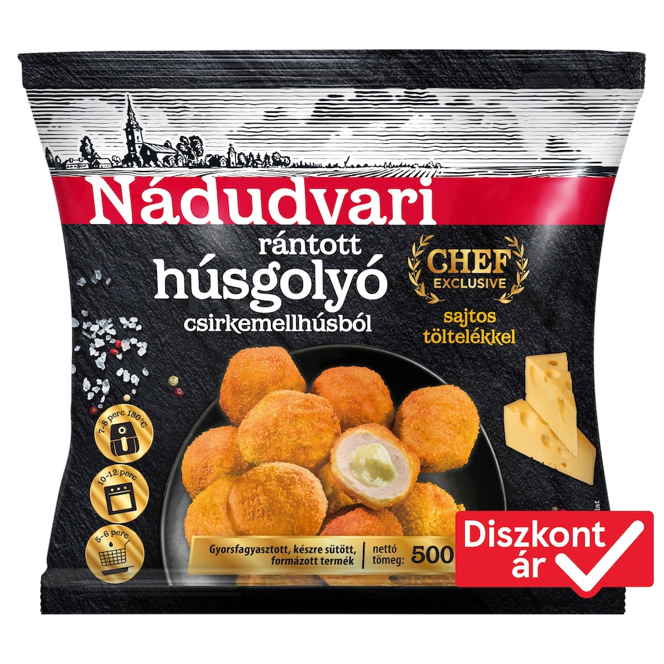 Nádudvari rántott húsgolyó csirkemellhúsból sajtos töltelékkel 500 g