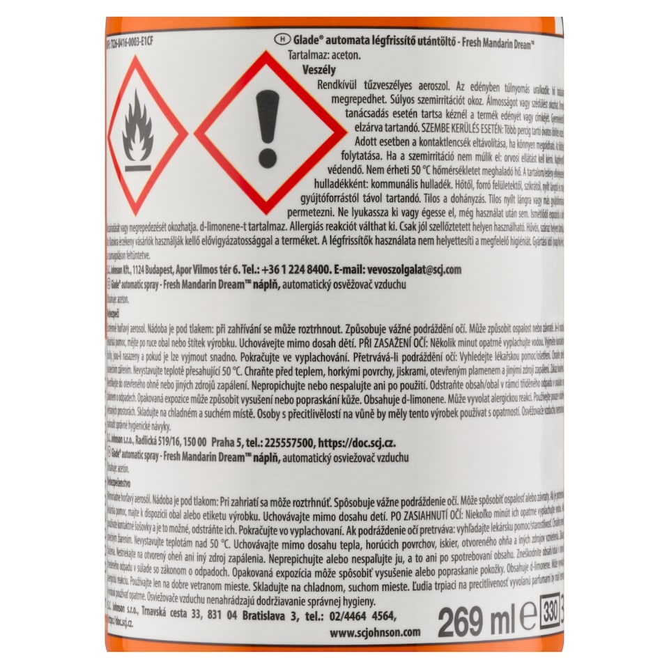 image 1 of Glade Fresh Mandarin Dream Refill Automatic Air Freshener 269ml