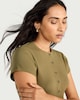 image 2 of F&F Cotton Rich Ribbed Button Up Top in Olive