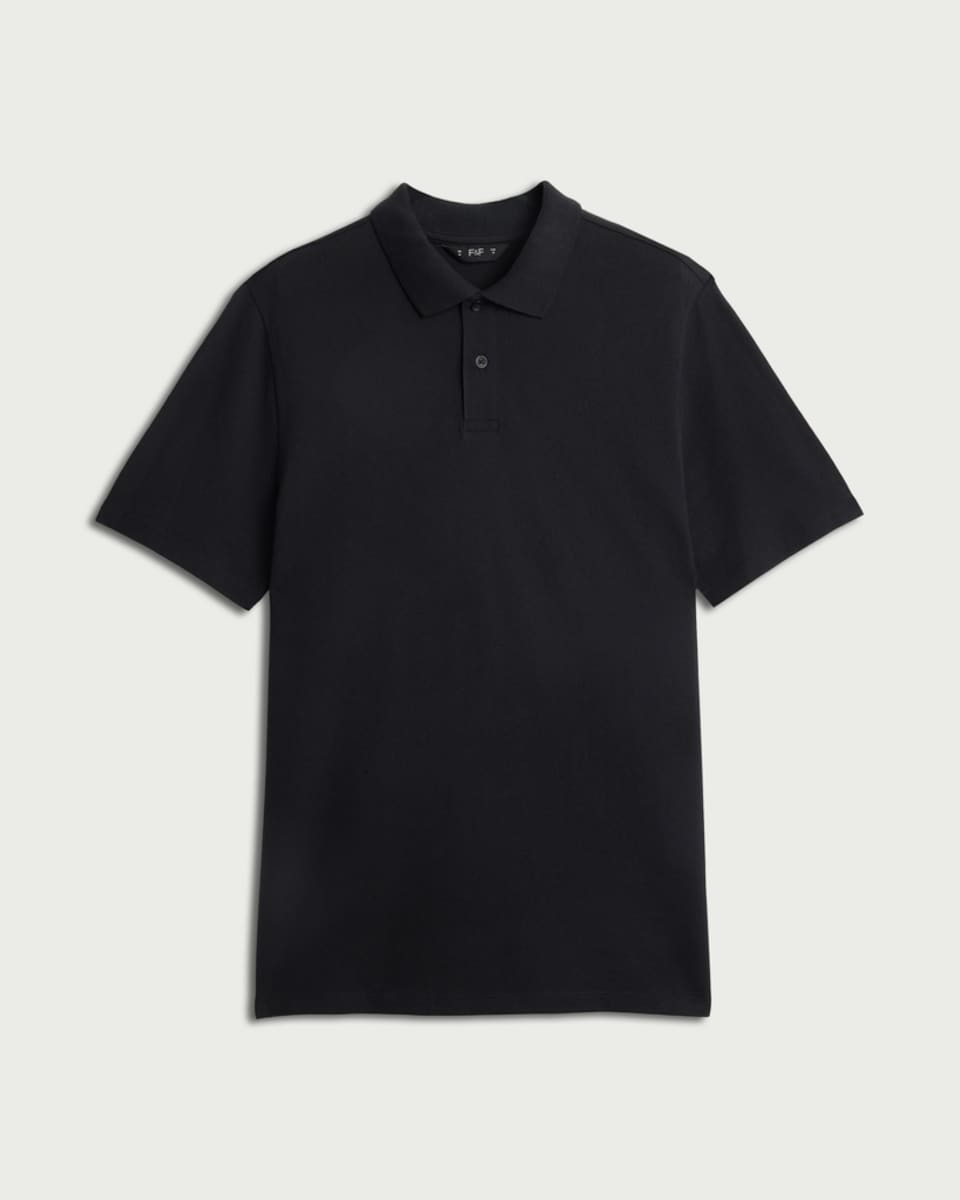 image 1 of F&F Pure Cotton Short Sleeved Polo Shirt in Black