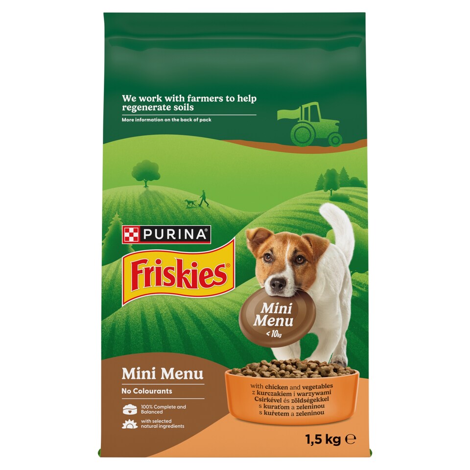 Purina Friskies Mini Menu csirkével és zöldségekkel száraz kutyaeledel 1,5 kg