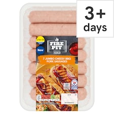 Tesco Fire Pit 7 Cheesy BBQ Pork Sausages 595g