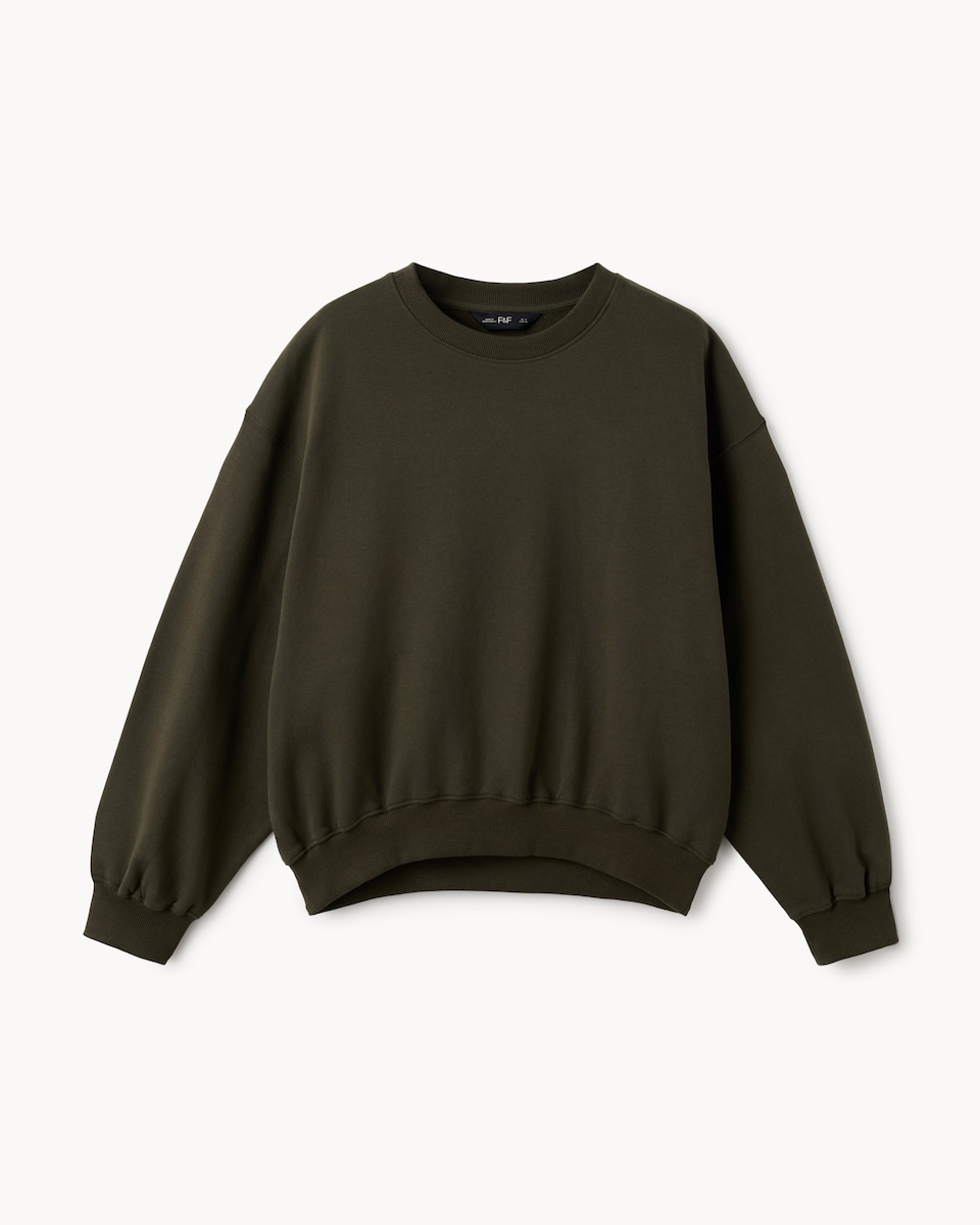 image 1 of F&F Cotton Rich Balloon Sleeved Sweatshirt in Green