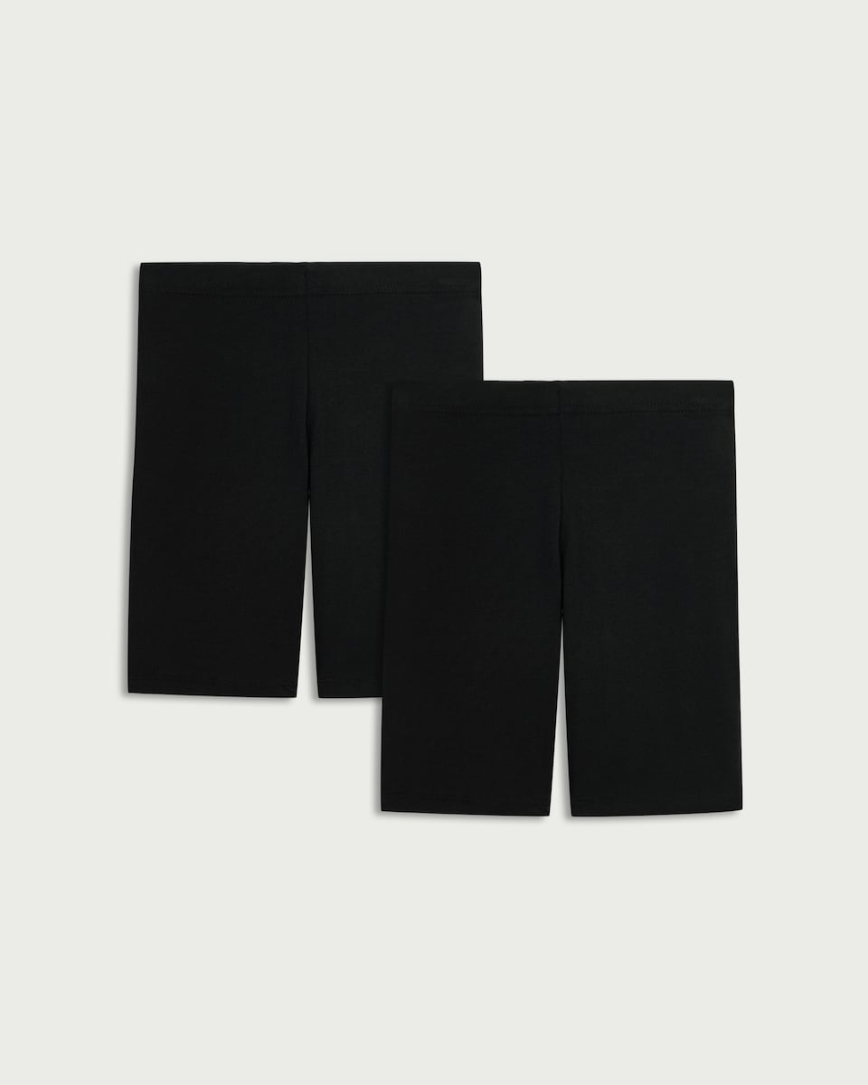 image 1 of F&F School Girls 2 Pack Cotton Rich Cycling Shorts in Black