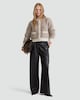 image 1 of The F&F Edit Faux Leather Wide Leg Drawstring Joggers in Brown