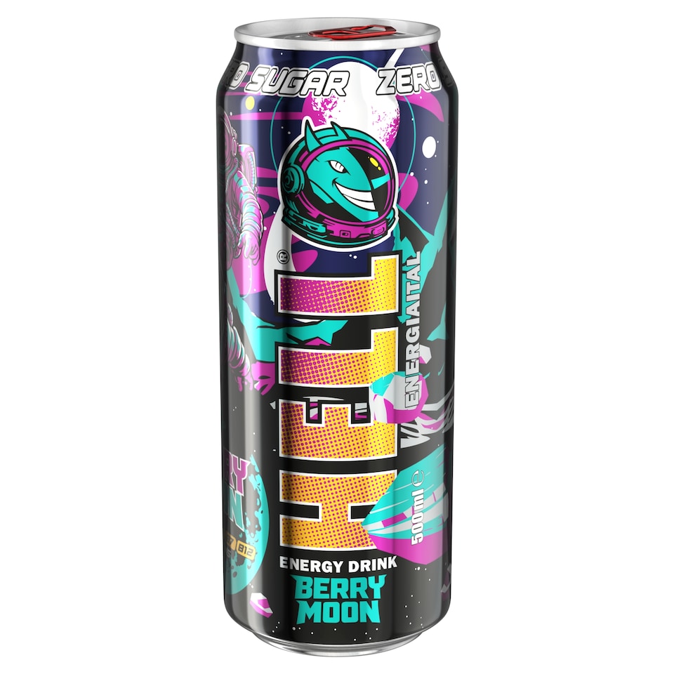 HELL Zero Berry Moon földieper- és citromízű, koffeintartalmú, szénsavas energiaital 500 ml  1. kép