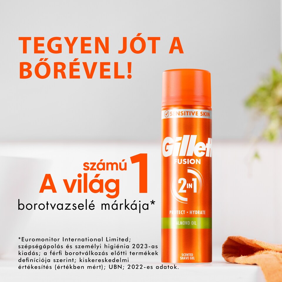 Gillette Fusion Borotvazselé Mandulaolajjal, Érzékeny Bőrre, 75ml  1. kép