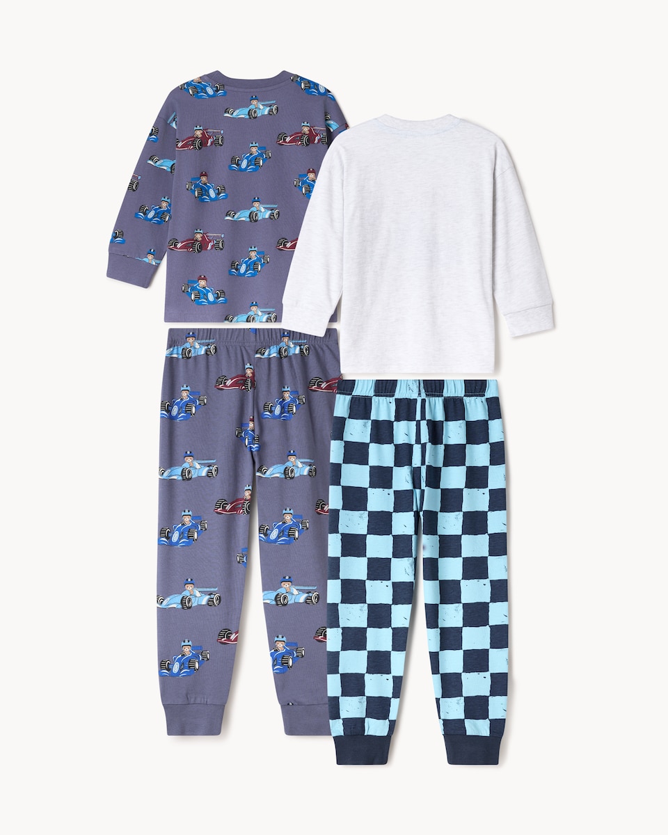 image 1 of F&F Boys 2-Pack Cotton Rich Racing Pyjama Sets in Multi