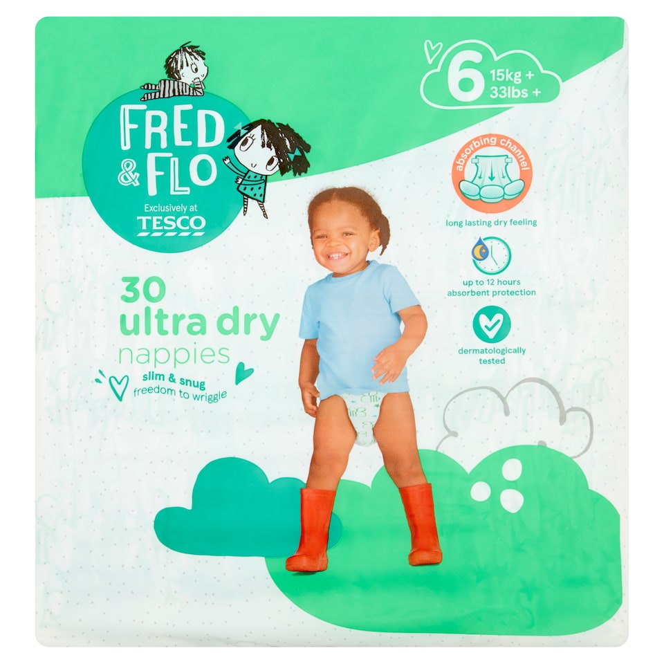 Fred & Flo Ultra Dry Nappies Size 6 30 Pack