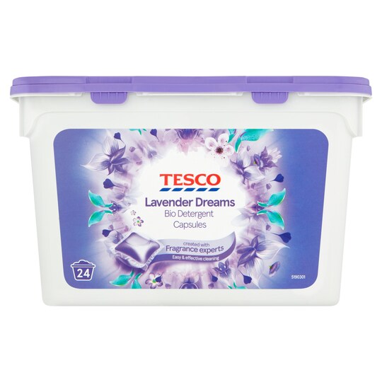 Tesco Lavender Dreams Biological Laundry Detergent Capsules 24W 456Ml Tesco Groceries