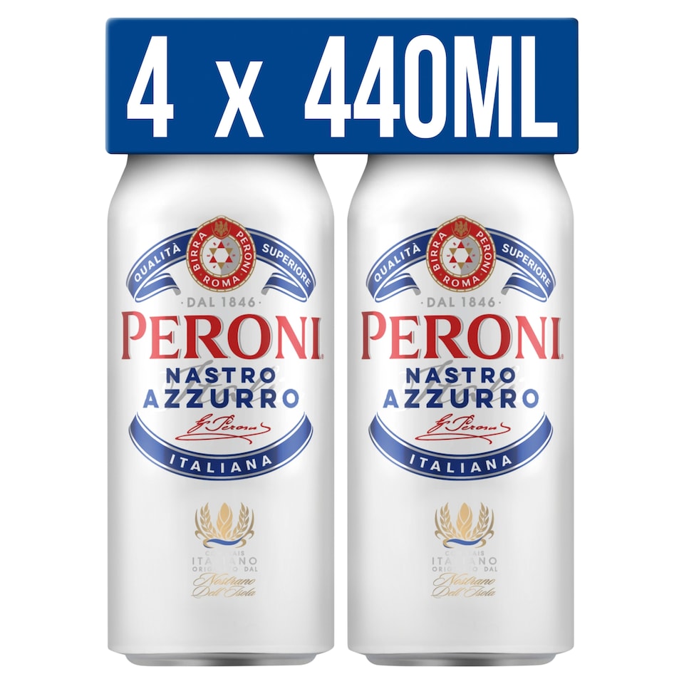 image 1 of Peroni Nastro Azzurro Beer Lager Cans 4x440ml