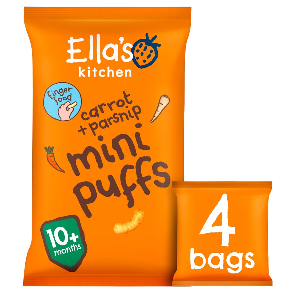 image 1 of Ella's Kitchen Organic Carrot & Parsnip Mini Puffs 4X8g