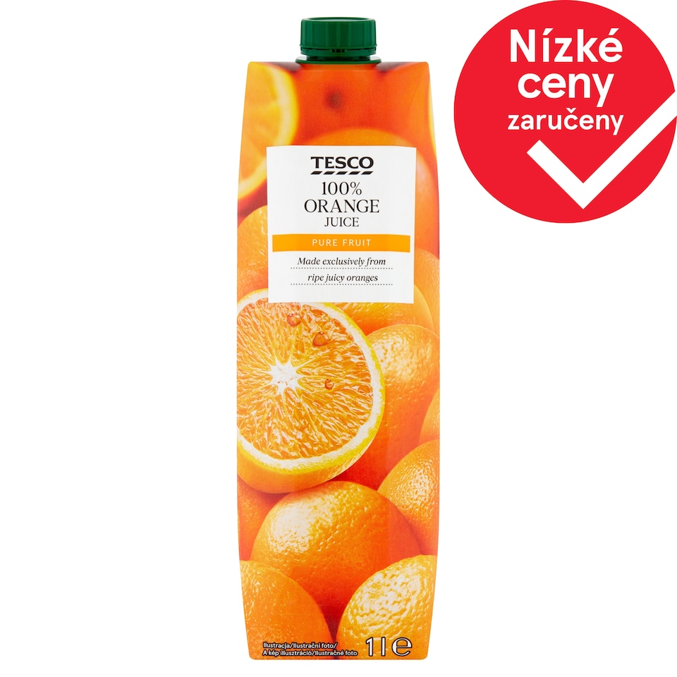 Tesco 100% pomerančová šťáva 1l