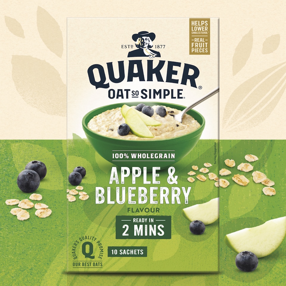 image 1 of Quaker Oat So Simple Apple & Blueberry Porridge Sachets 10x36g