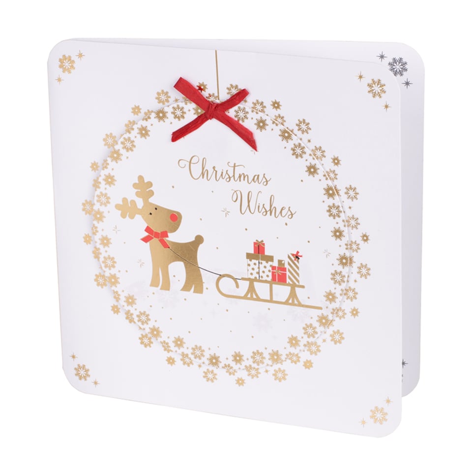 Tesco Luxury Gold Reindeer Cards 5 Pack