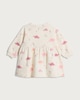 image 2 of F&F Baby Cotton Rich Dinosaur Floral Print Sweatdress in White
