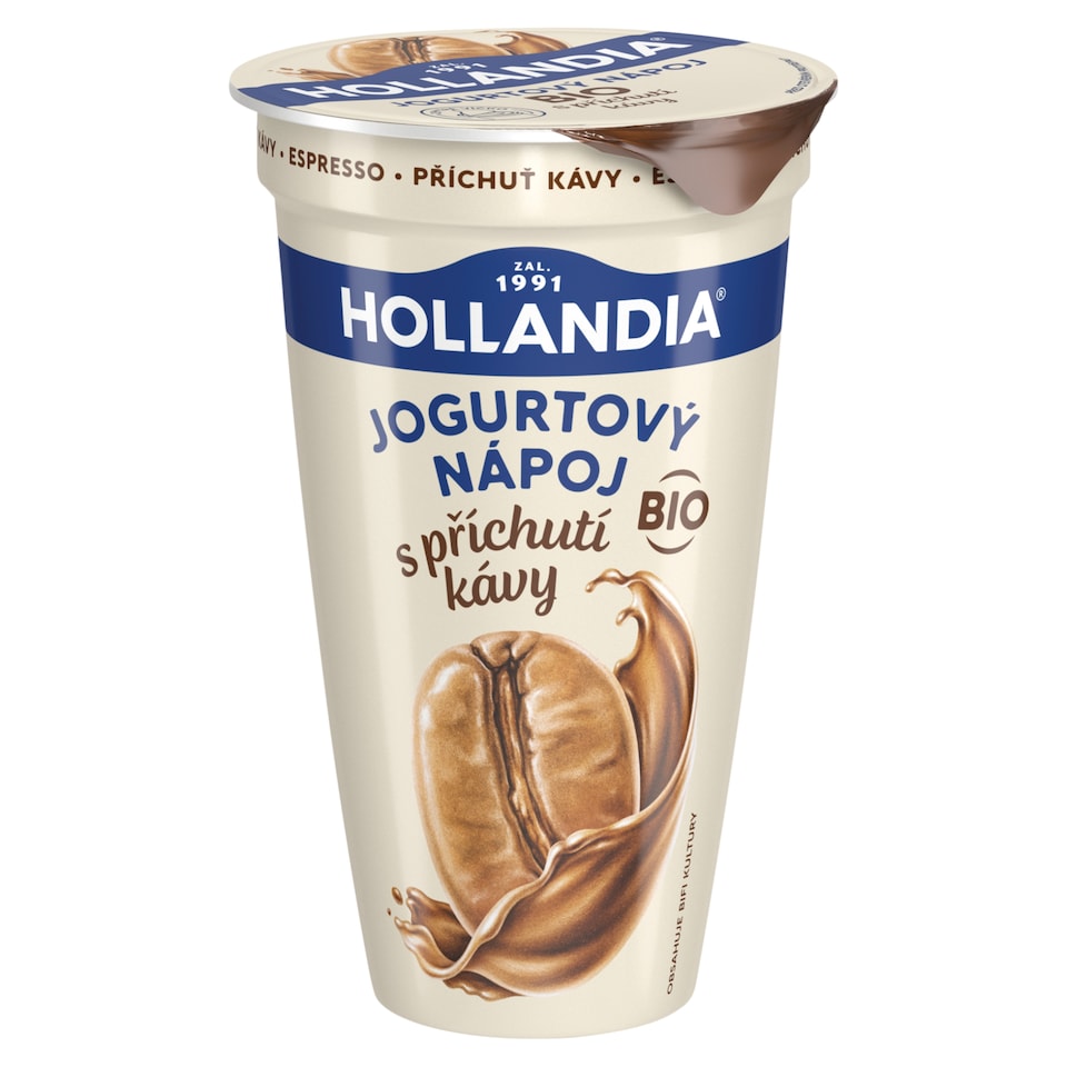 Hollandia Jogurtový nápoj bio s príchuťou kávy s kultúrou BiFi 230 ml