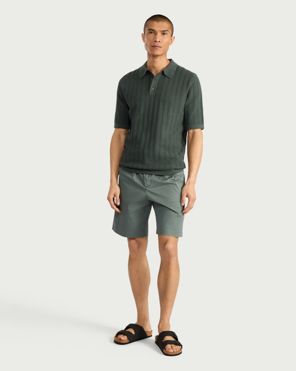 image 1 of F&F Cotton Rich Knitted Short Sleeved Polo Shirt in Green