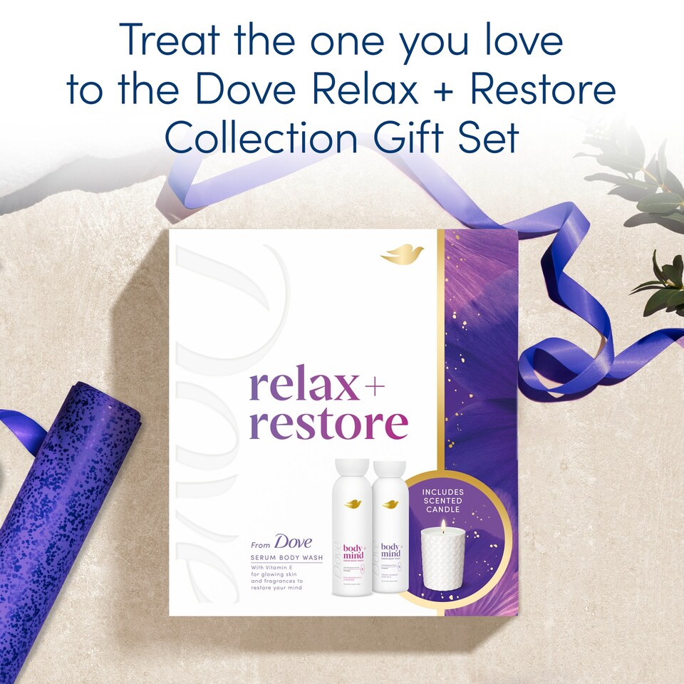 image 1 of Dove Body+Mind Collection Gift Set with Candle