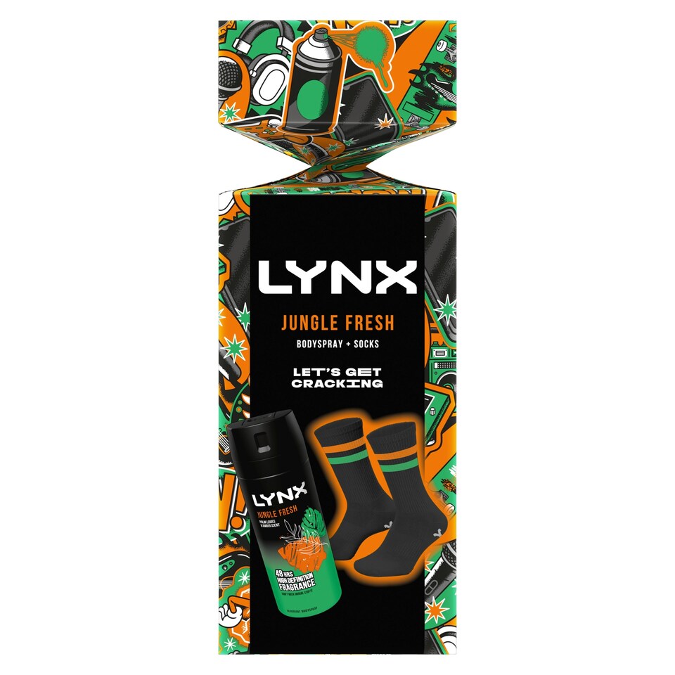 image 1 of Lynx Jungle Fresh Body Spray & Socks Cracker Gift Set