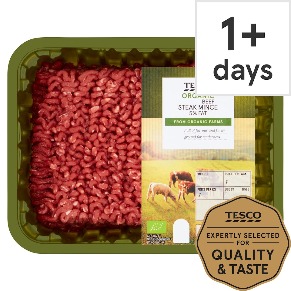 Tesco Organic British Beef Steak Mince 5% Fat 500G