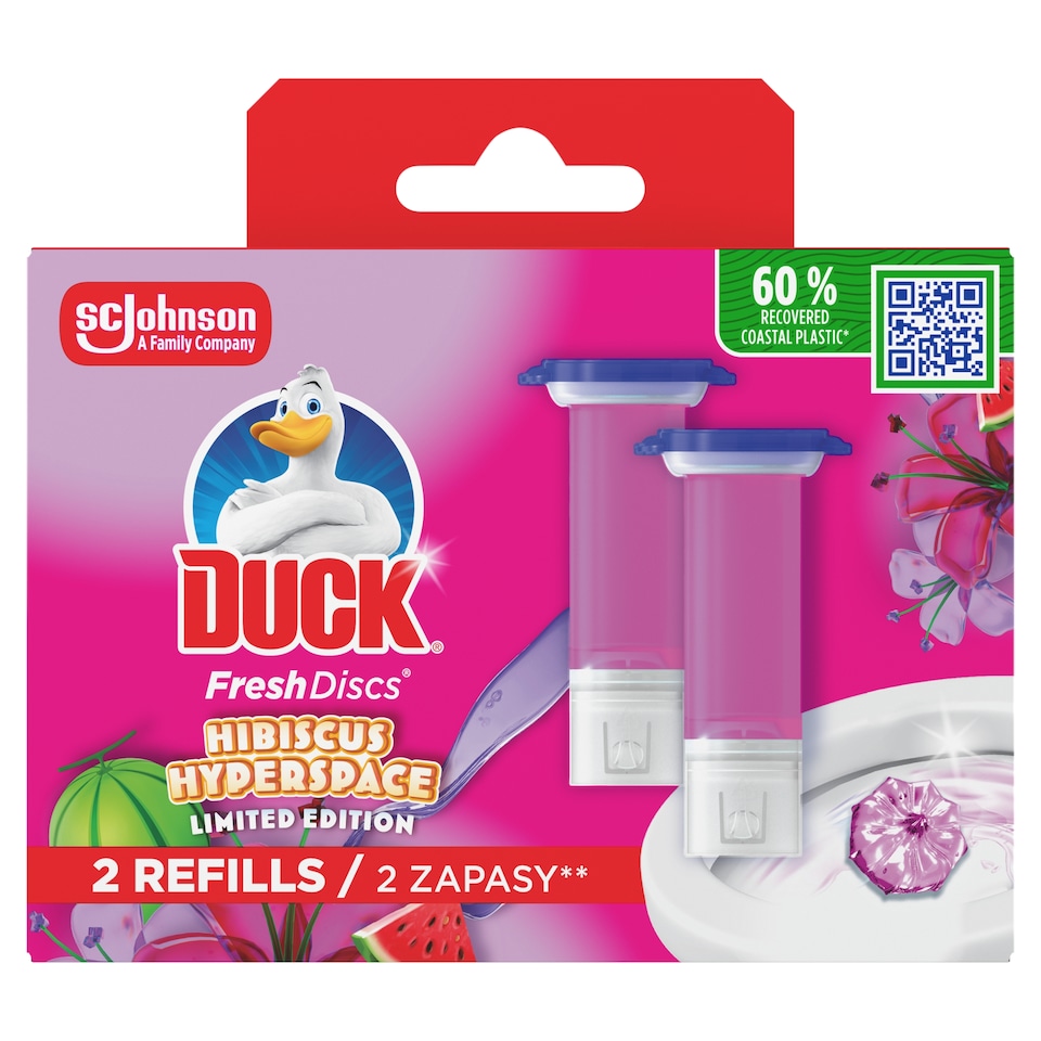 Duck Fresh Discs Hybiscus Hyperspace WC-öblítő korong utántöltő 2 x 36 ml (72 ml)