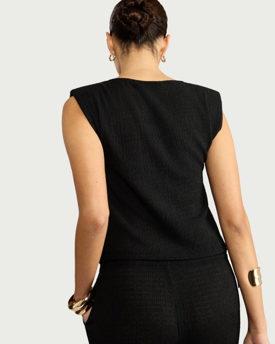 image 1 of F&F Textured Sleeveless Co-ord Top in Black