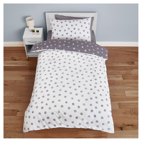 Tesco Charcoal Dotty Duvet Set Single Tesco Groceries