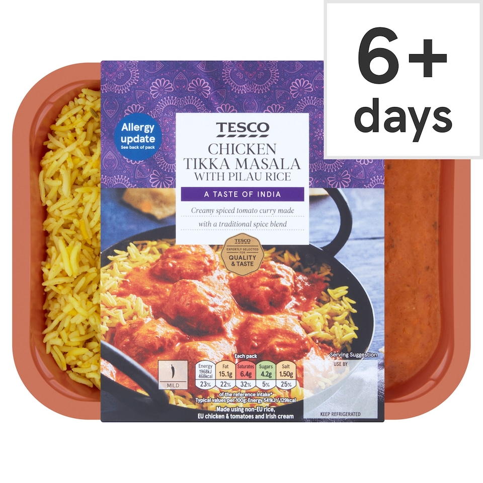 Tesco Chicken Tikka Masala And Pilau Rice 400G