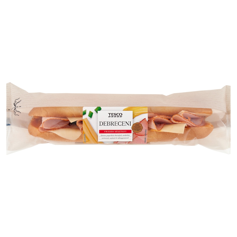 Tesco Debreceni bagett paprikás karajjal, andalúz szósszal, edami sajttal és zöldhagymával 202 g