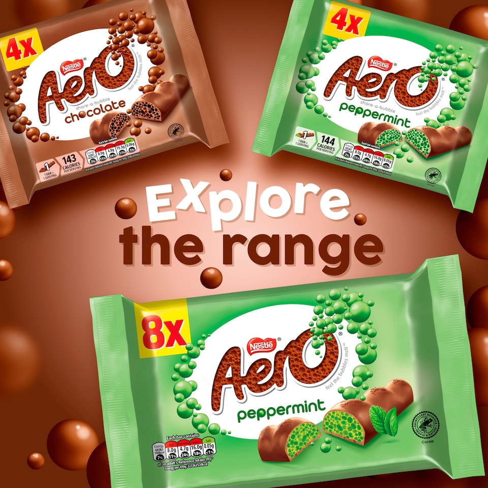 image 1 of Aero Bubbly Peppermint Mint Chocolate Bar Multipack 27g 4 Pack