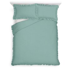 TESCO GREEN FRILL DUVET SET KING SIZE
