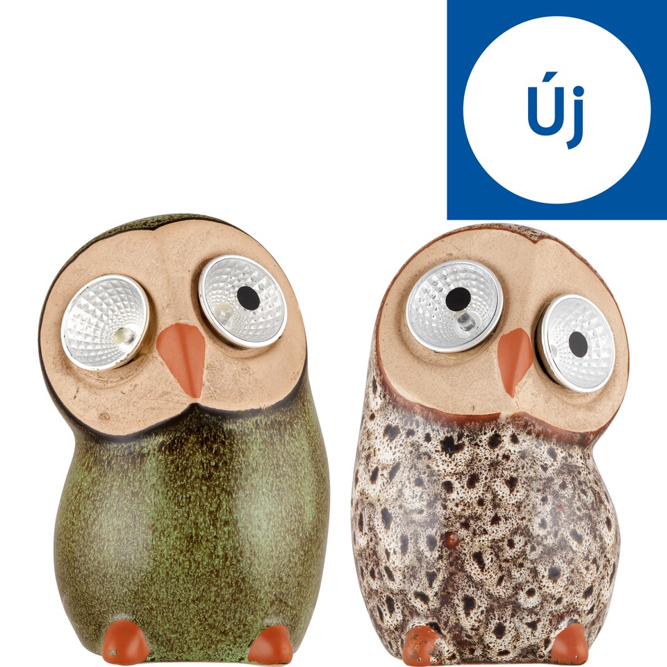 Pro Garden Solar Porcelain Owl 9 x 9 x 14,5 cm
