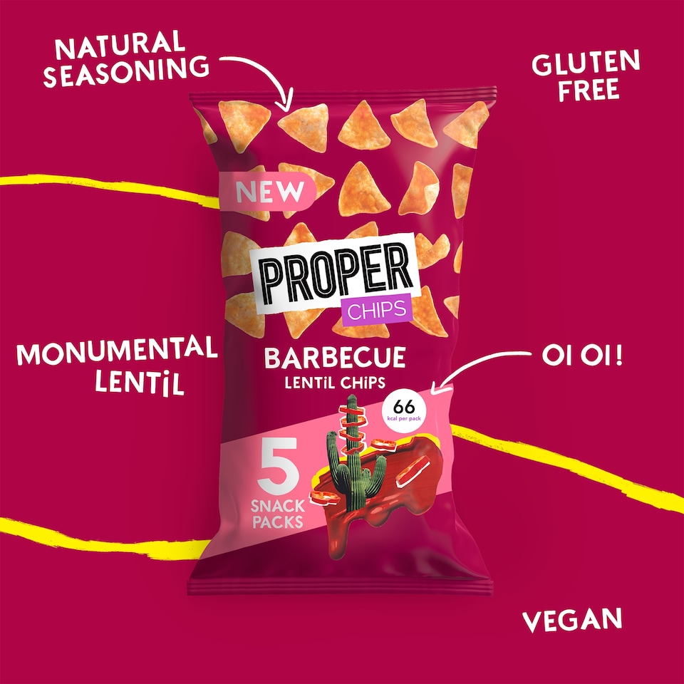 image 1 of Proper Chips Bbq Lentil Chips 5X14g