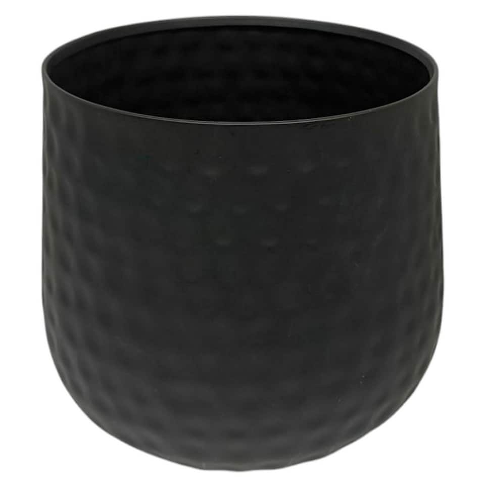 F&I Hammered Metal Planter Black
