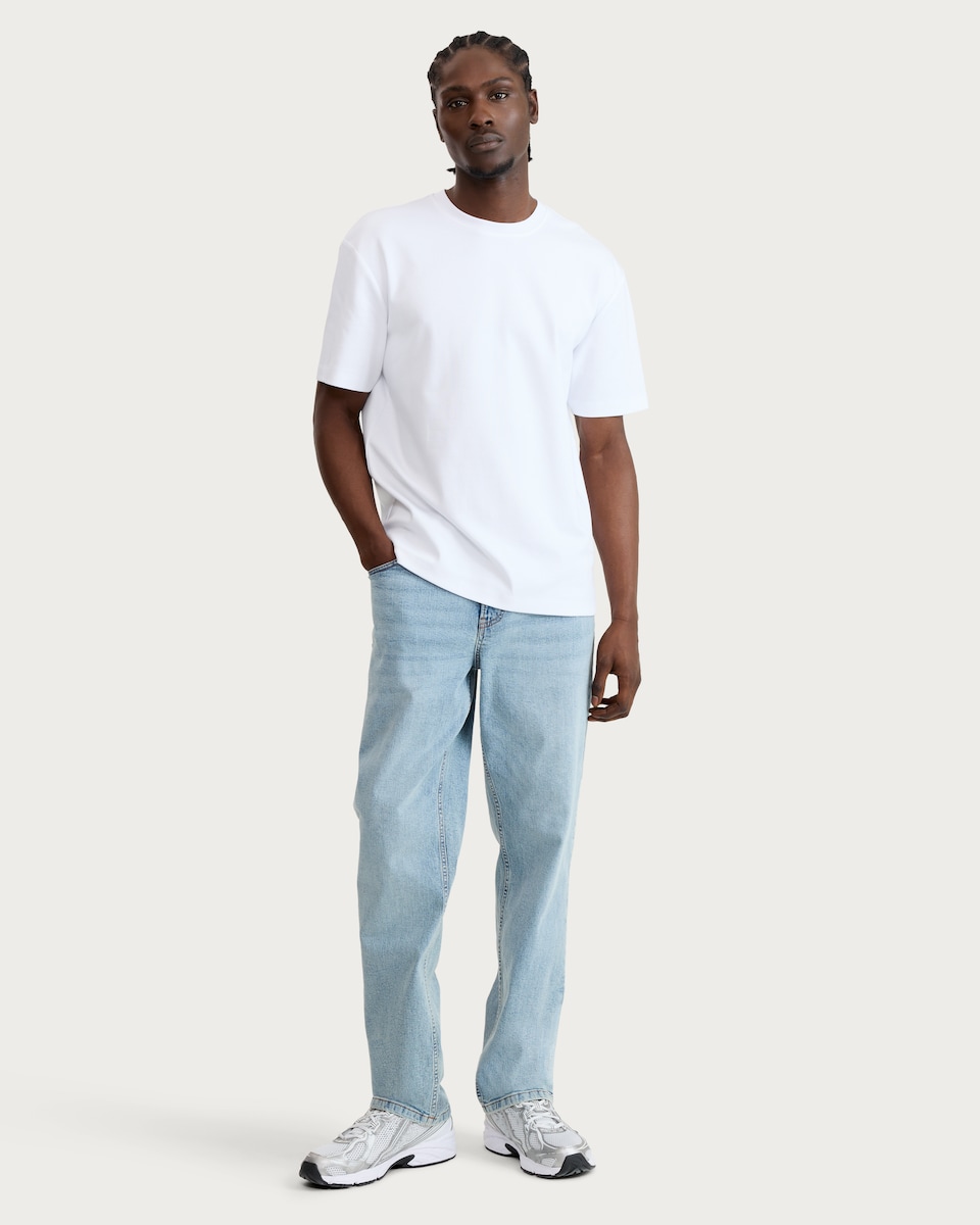 image 1 of F&F Pure Cotton Short Sleeved Relaxed Fit T-Shirt in White