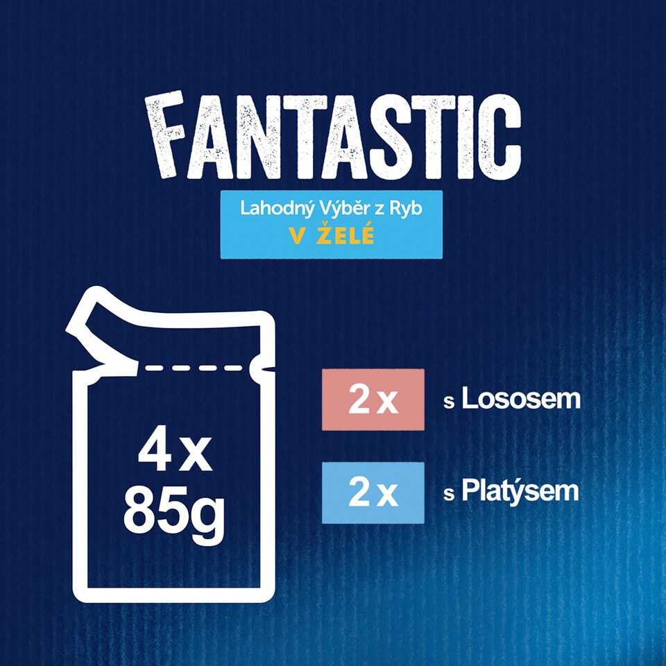 obrázok 1 z Felix Fantastic kapsičky pre mačky losos, platesa v želé 4 x 85 g
