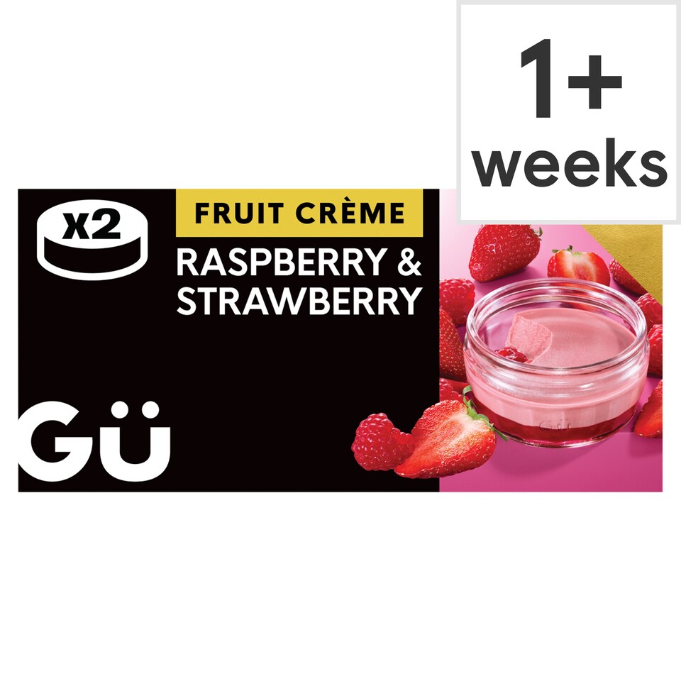 image 1 of Gu Raspberry & Strawberry Fruit Crème Dessert 2x85g